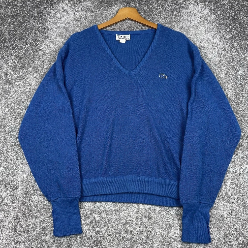 VTG Izod Lacoste‎ V-Neck Sweater Men's XL Long Sleeve Blue Old Money Classic
